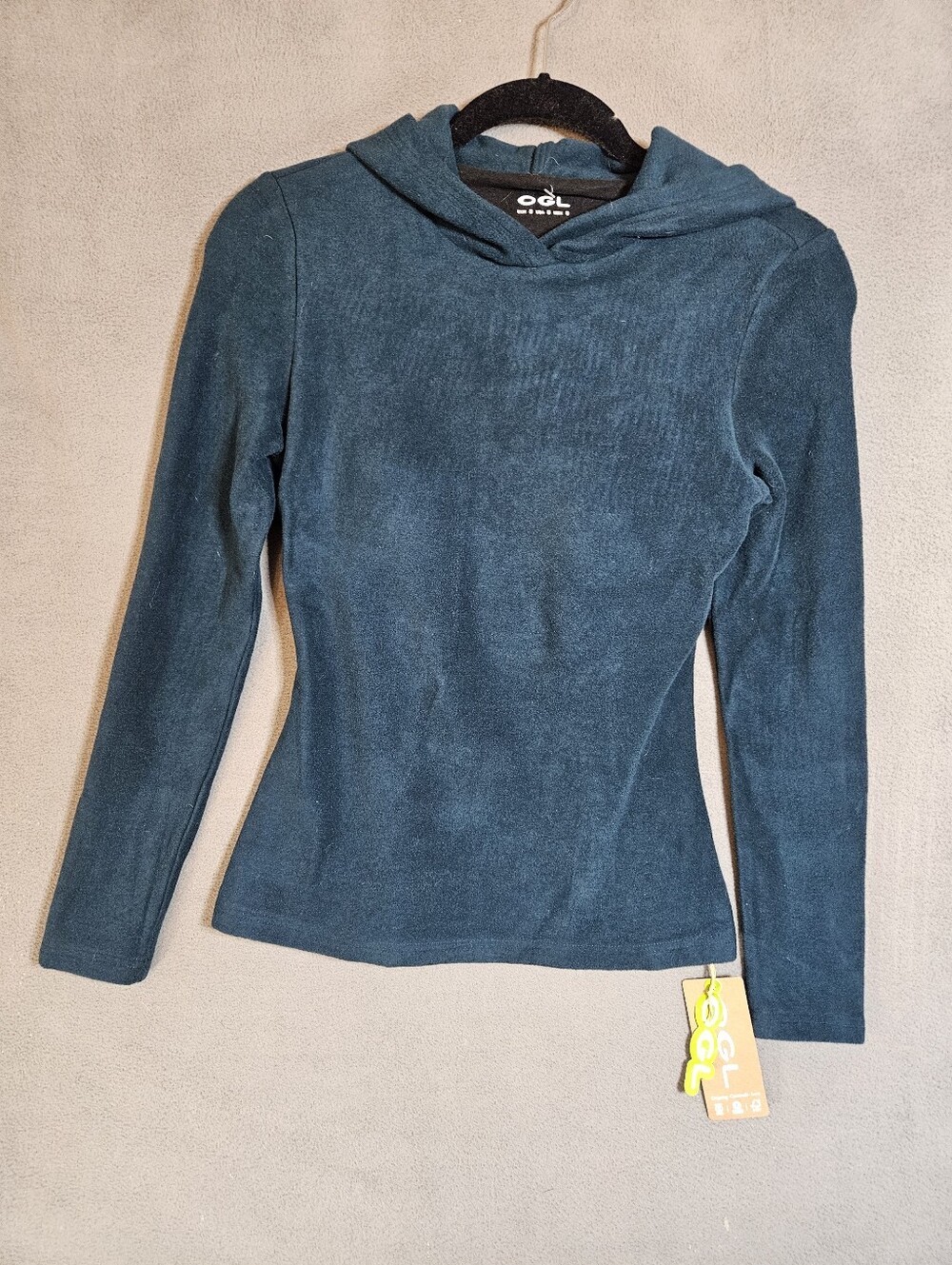 OGL Eco Mousse Long Sleeve Brami Top Women’s Small Forest Green Hoodie NWT